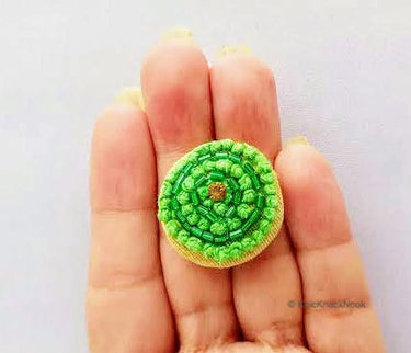 Hand Embroidered Green Embroidered Buttons